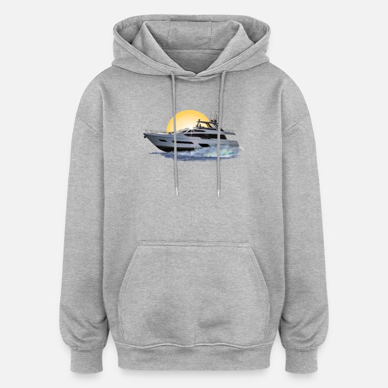 Motorboot - Oversized Unisex Hoodie - Grau meliert