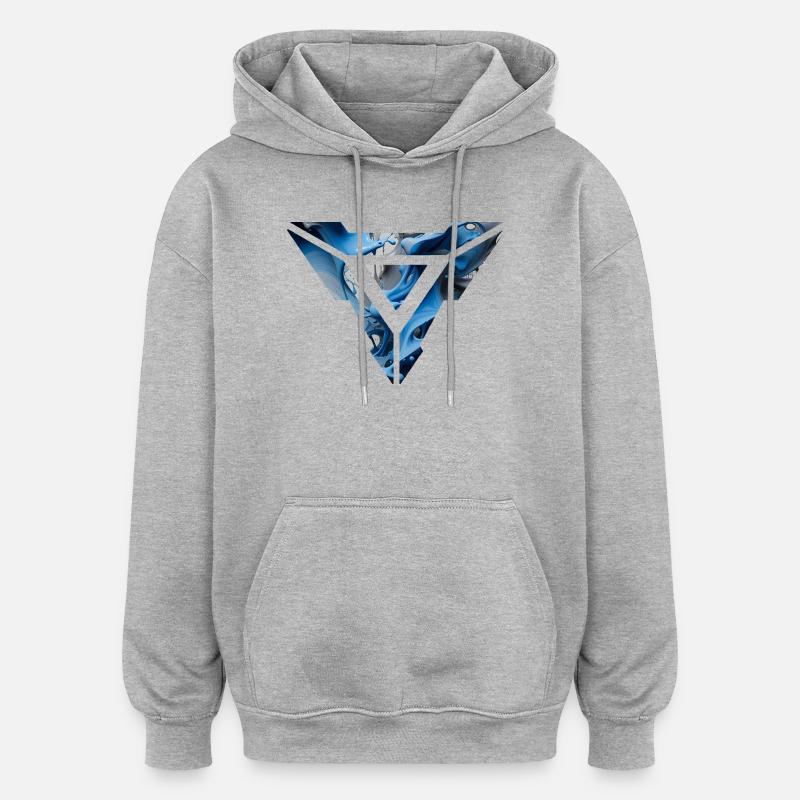 Abstract Blue Fluid Triangular Design - Oversized Unisex Hoodie - heather grey