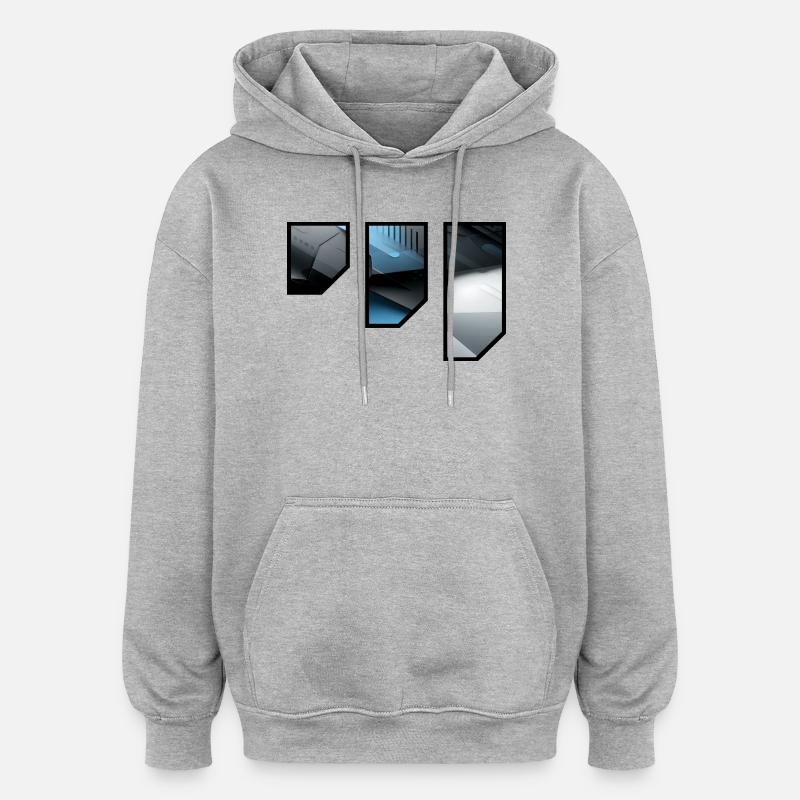 Futuristic Techno Abstract Pattern - Oversized Unisex Hoodie - heather grey