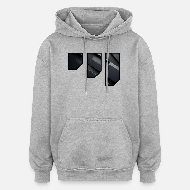 Geometric Dark Facade Pattern - Oversized Unisex Hoodie - heather grey