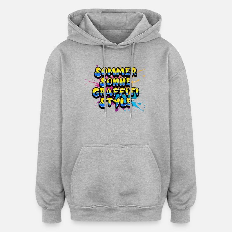 Sommer Sonne Graffiti Style Schriftzug - Oversized Unisex Hoodie - Grau meliert