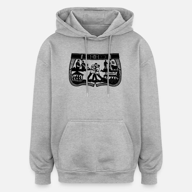 Schwingfest_2_Black - Sweat à capuche oversize unisexe - gris chiné