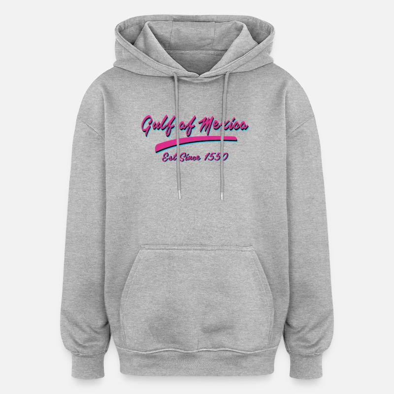 Retro-Textdesign vom Golf von Mexiko - Oversized Unisex Hoodie - Grau meliert
