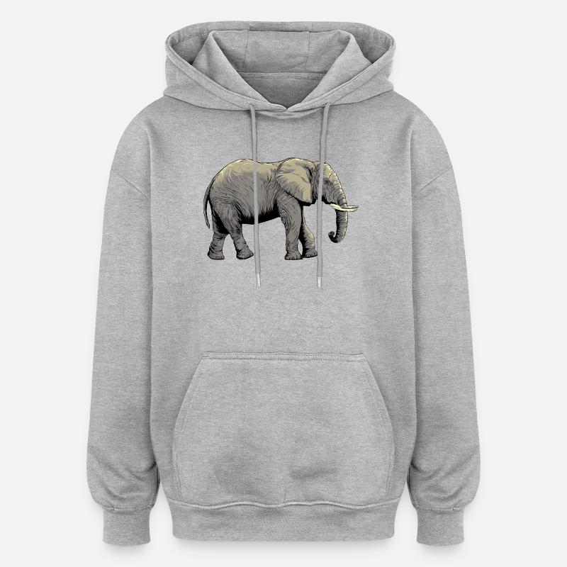Conception individuelle de l’éléphant - Sweat à capuche oversize unisexe - gris chiné