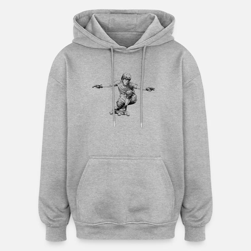 Skateboarding - Sweat à capuche oversize unisexe - gris chiné