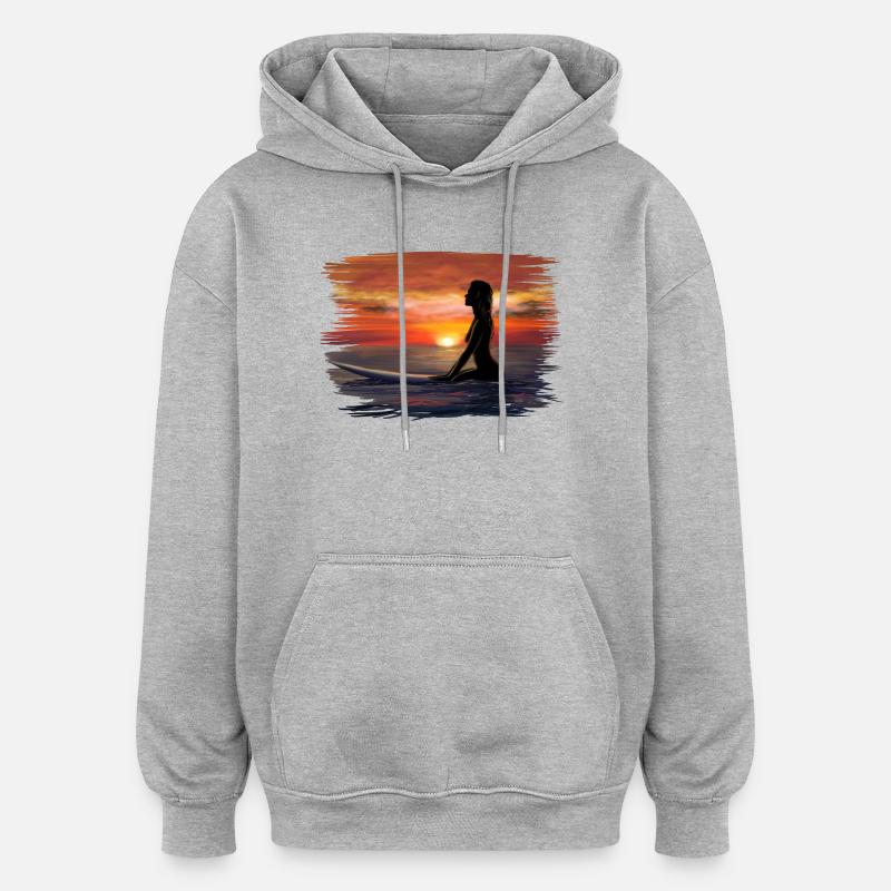 Surfeur - Sweat à capuche oversize unisexe - gris chiné