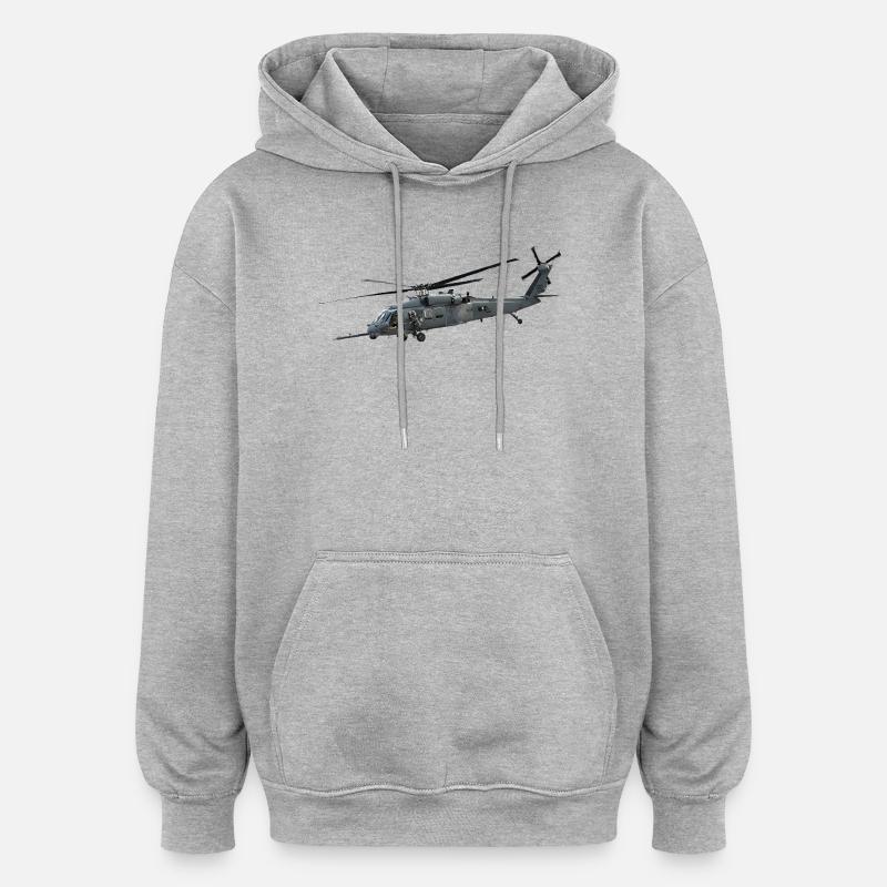 Hélicoptère - Sweat à capuche oversize unisexe - gris chiné