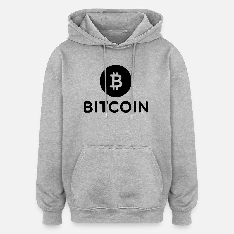 Bitcoin avec icône ronde - Sweat à capuche oversize unisexe - gris chiné