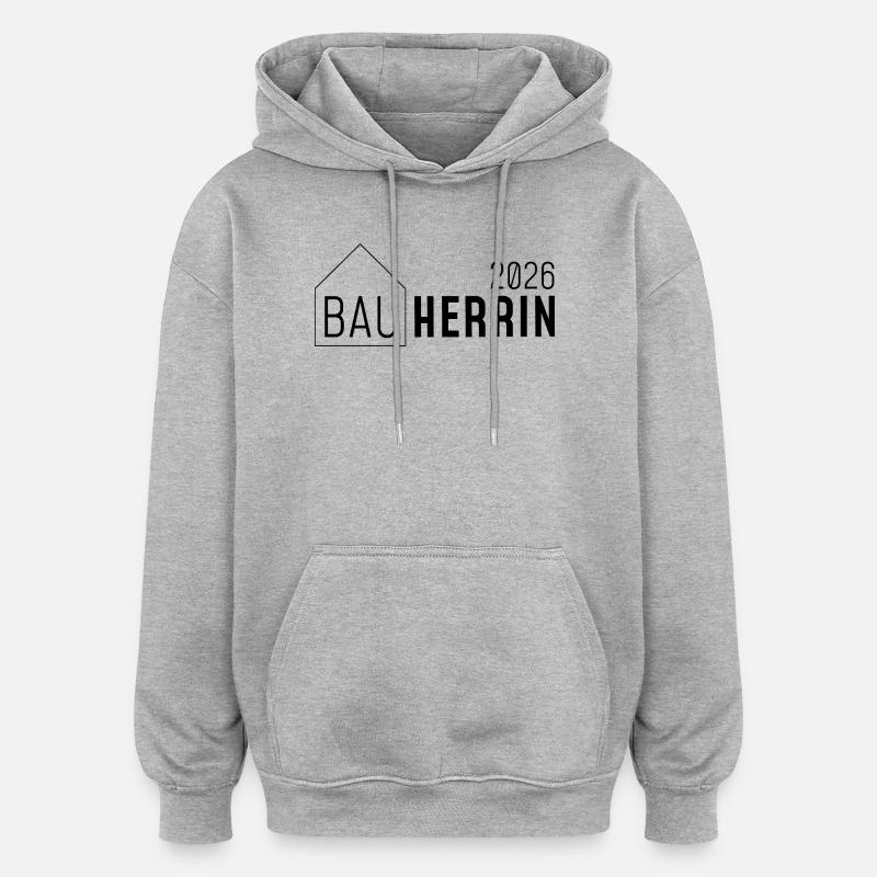 Constructeur 2026 avec maison - Sweat à capuche oversize unisexe - gris chiné