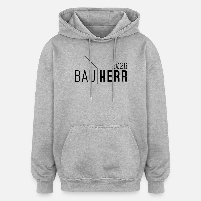 Constructeur avec maison 2026 - Sweat à capuche oversize unisexe - gris chiné