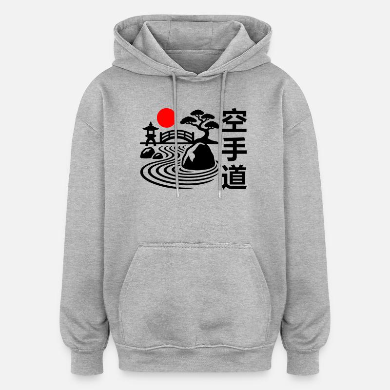 Karaté Nature - Sweat à capuche oversize unisexe - gris chiné