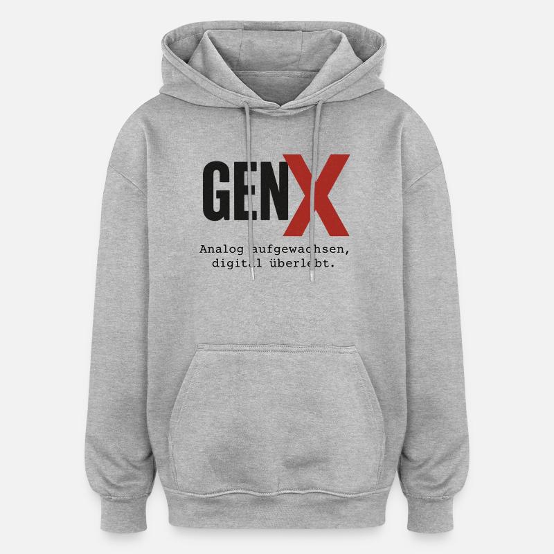Conception rétro numérique GenX - Sweat à capuche oversize unisexe - gris chiné