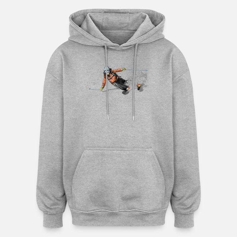 Ski - Sweat à capuche oversize unisexe - gris chiné