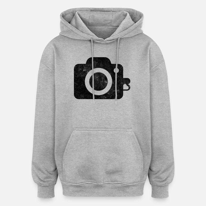 Conception de logo de caméra - Sweat à capuche oversize unisexe - gris chiné