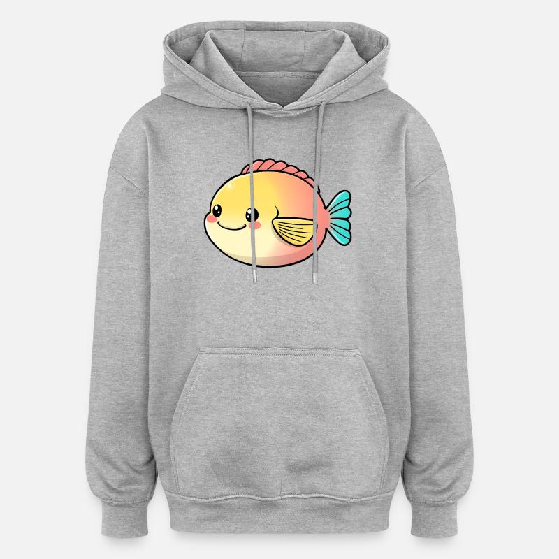 Poisson - Sweat à capuche oversize unisexe - gris chiné