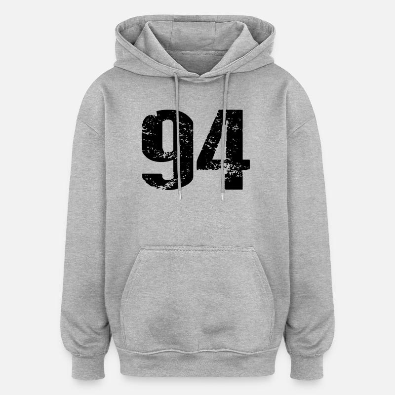 Maillot à numéros 94 - Sweat à capuche oversize unisexe - gris chiné