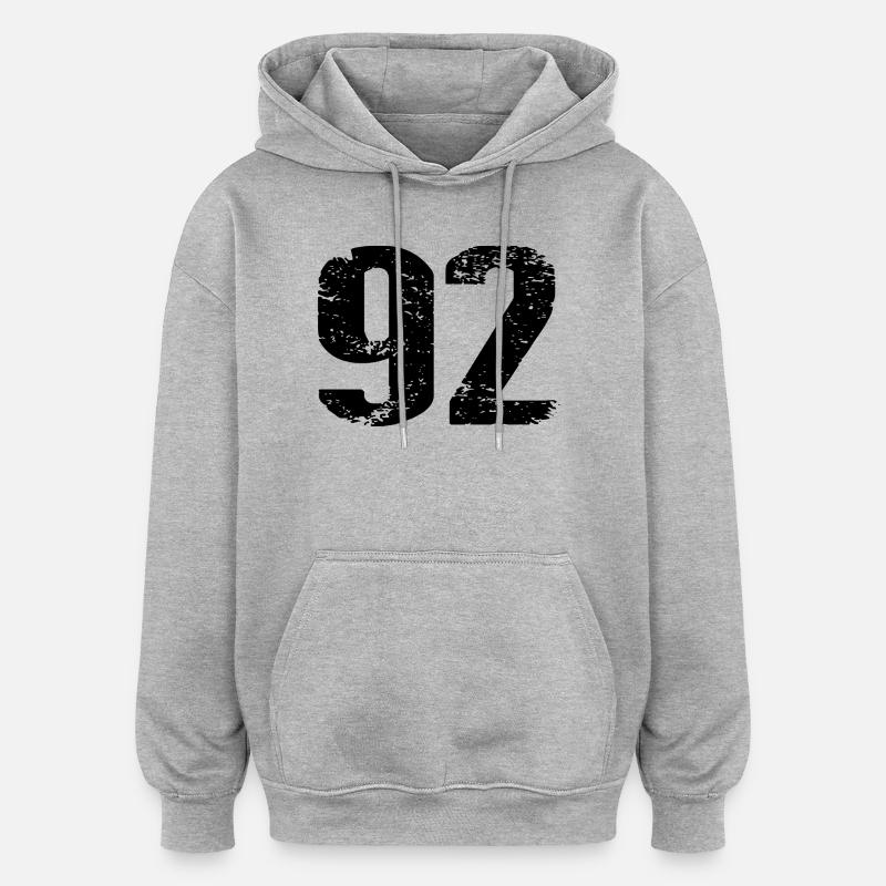 Maillot à numéros 92 - Sweat à capuche oversize unisexe - gris chiné