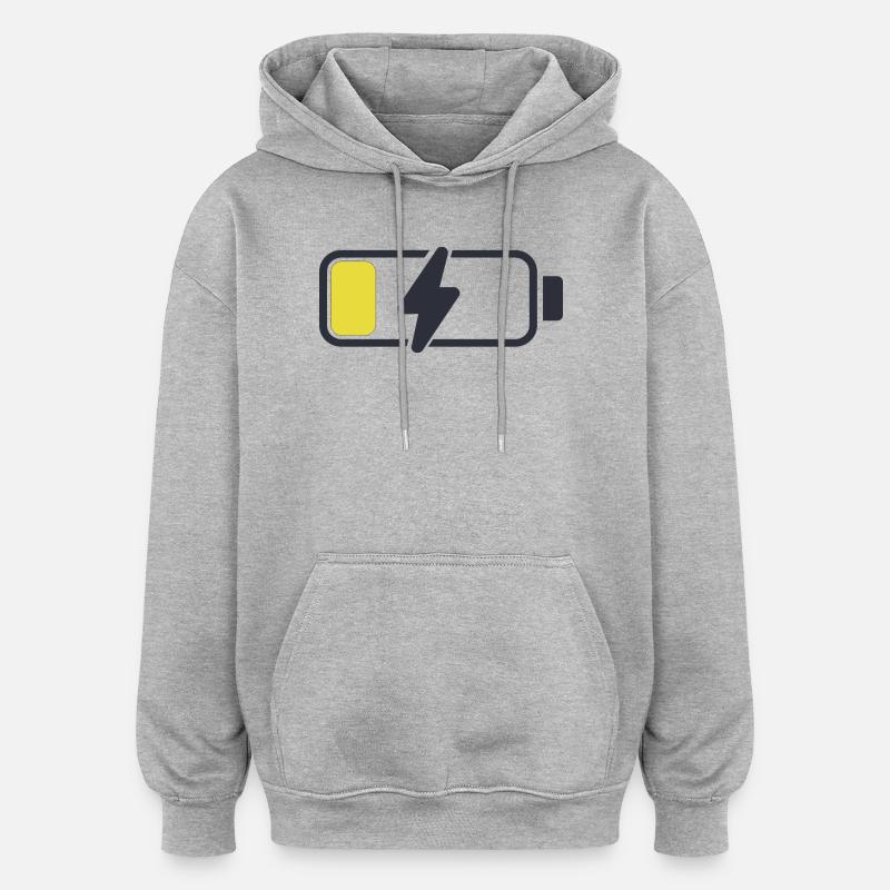 iPhone_Batterie - Sweat à capuche oversize unisexe - gris chiné