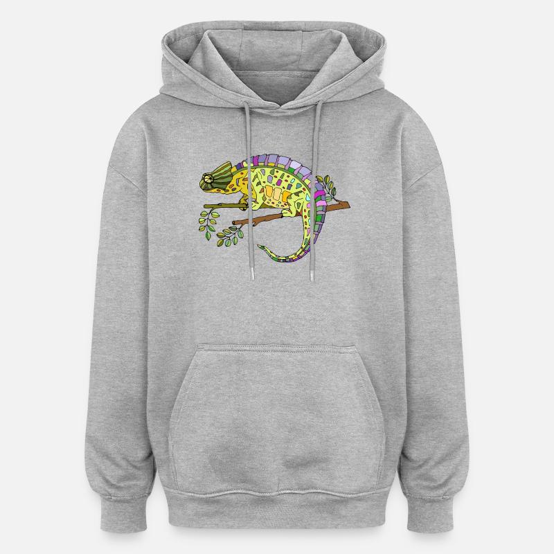 Caméléon - Sweat à capuche oversize unisexe - gris chiné