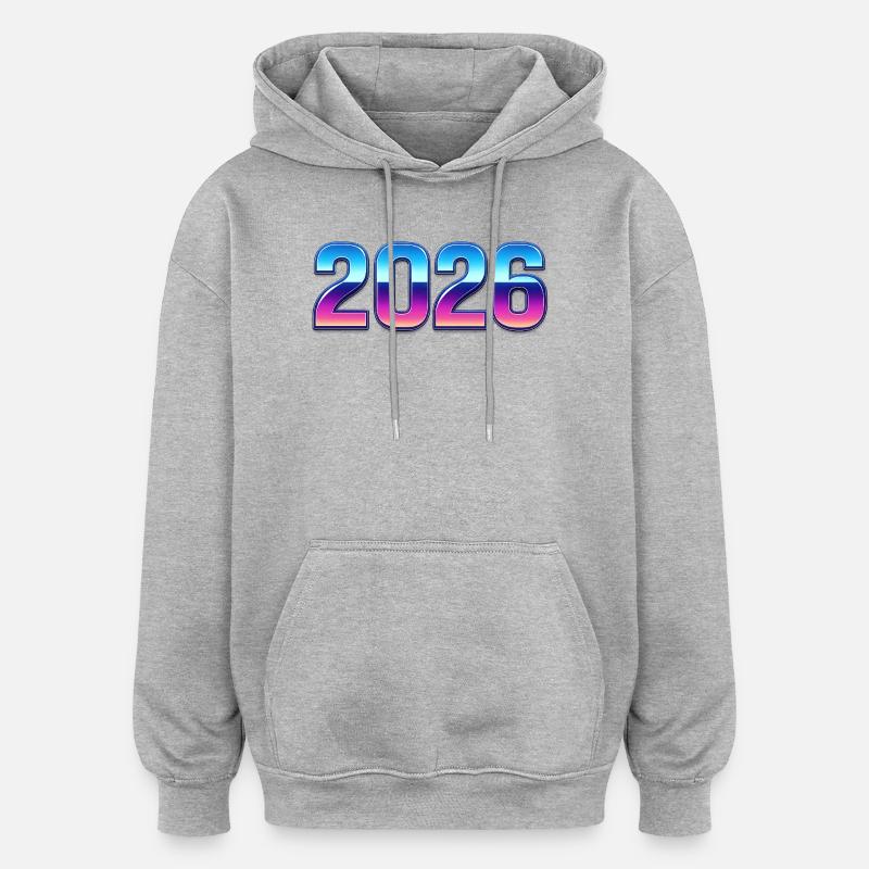 Neon 2026 Gradient Design - Oversized Unisex Hoodie - heather grey