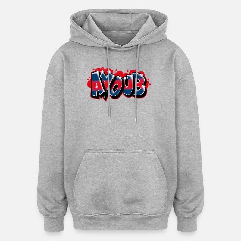 Graffiti Prénom AYOUB - Sweat à capuche oversize unisexe - gris chiné