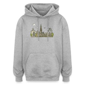 Brüssel Stadt - Oversized Unisex Hoodie - Grau meliert - Vorne - Noah (186cm)