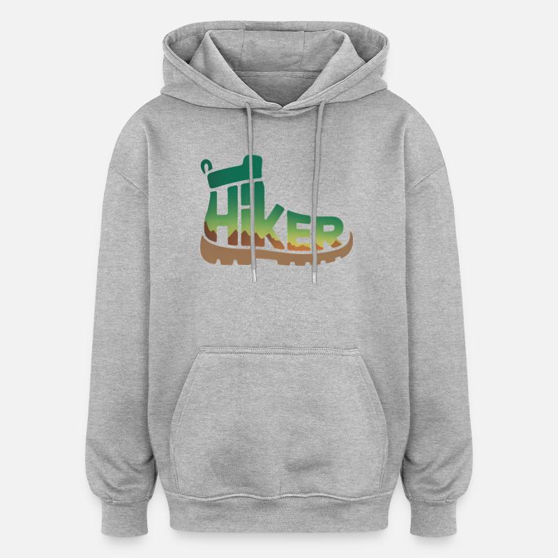 Hiker Typography - Hiking Design - Oversized Unisex Hoodie - heather grey