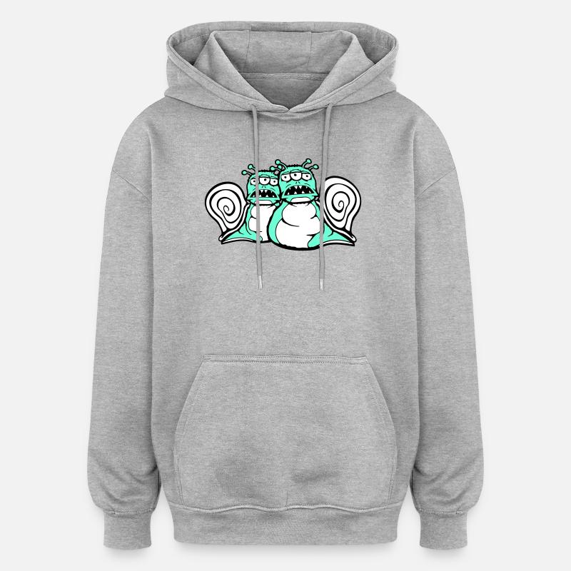2 escargots monstres extraterrestres Halloween extraterrestres - Sweat à capuche oversize unisexe - gris chiné