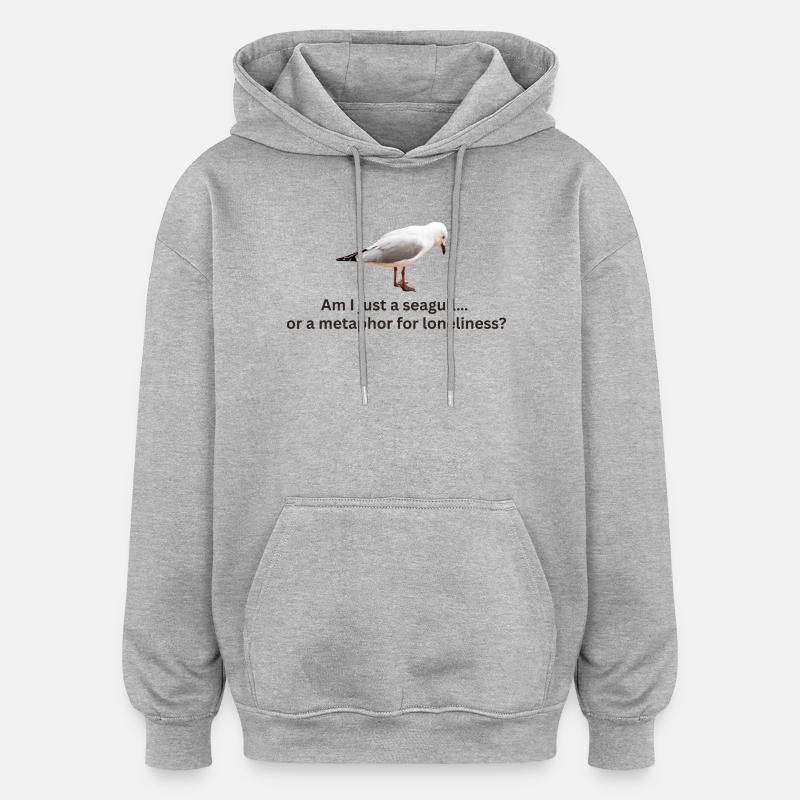 Möwe Einsamkeit Reflexion T-Shirt - Oversized Unisex Hoodie - Grau meliert