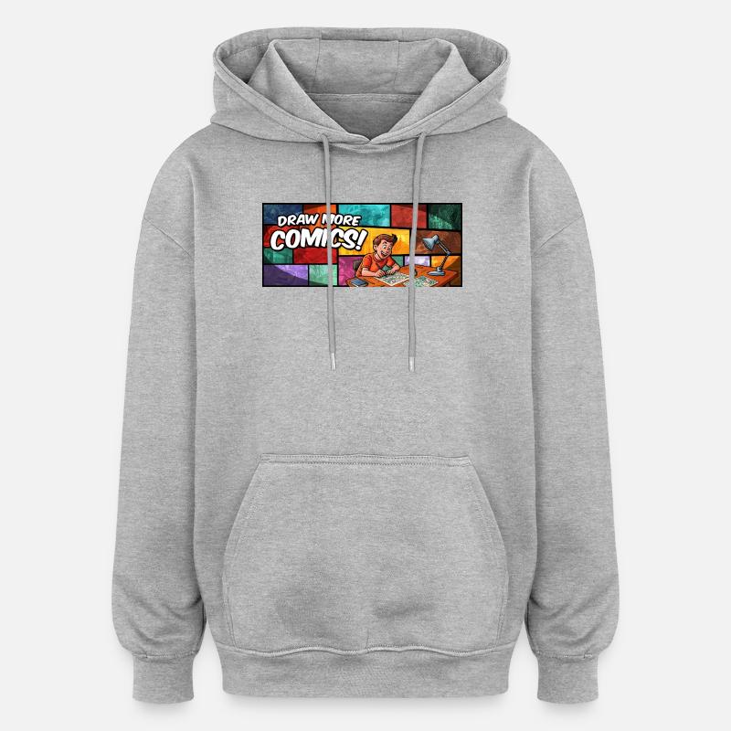 Dessinez plus de bandes dessinées ! - Sweat à capuche oversize unisexe - gris chiné