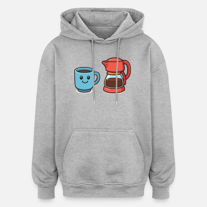 Tasse à café Cafetière - Sweat à capuche oversize unisexe - gris chiné