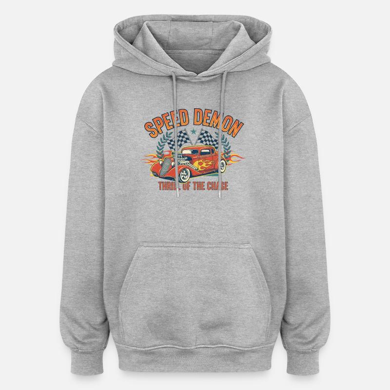 Conception de voiture personnalisée Speed Demon - Sweat à capuche oversize unisexe - gris chiné