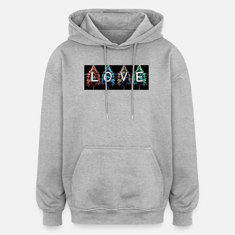 Amour des bourgeons - Sweat à capuche oversize unisexe - gris chiné