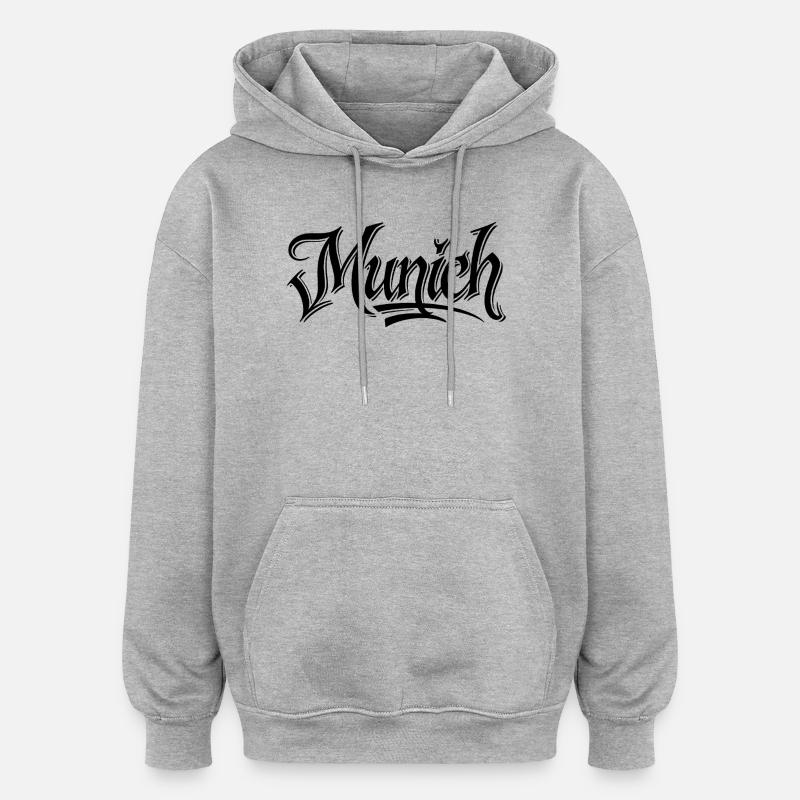 Munich - Sweat à capuche oversize unisexe - gris chiné
