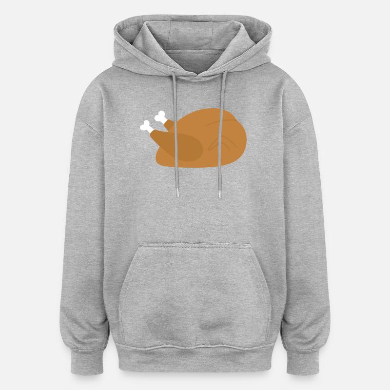 Illustration de dinde rôtie festive - Sweat à capuche oversize unisexe - gris chiné