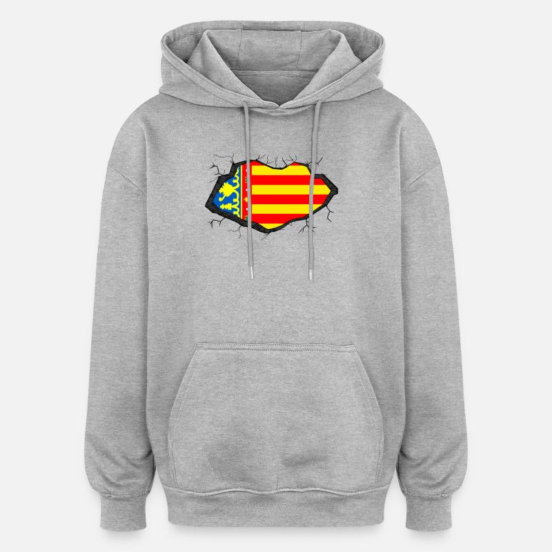 Drapeau de Valence - Sweat à capuche oversize unisexe - gris chiné