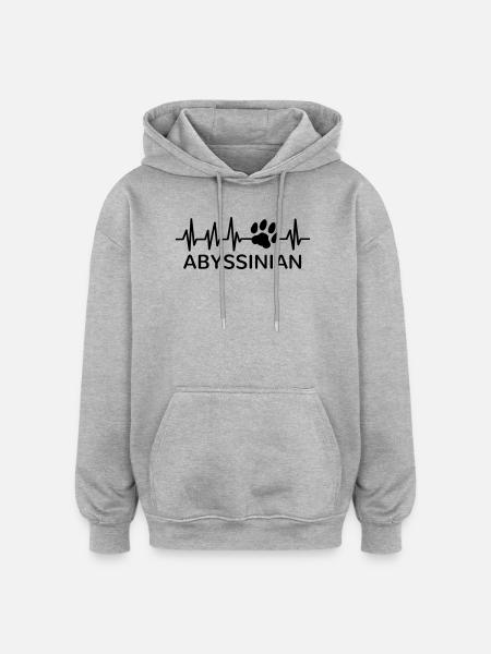 Abyssinian Cat Heartbeat Paw Print Paw - Oversized Unisex Hoodie - heather grey