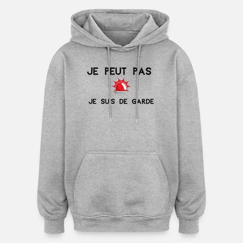 pompier - Sweat à capuche oversize unisexe - gris chiné