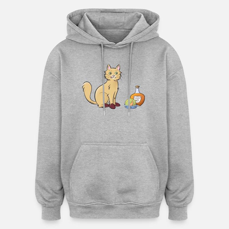 Chat-rentais - Sweat à capuche oversize unisexe - gris chiné