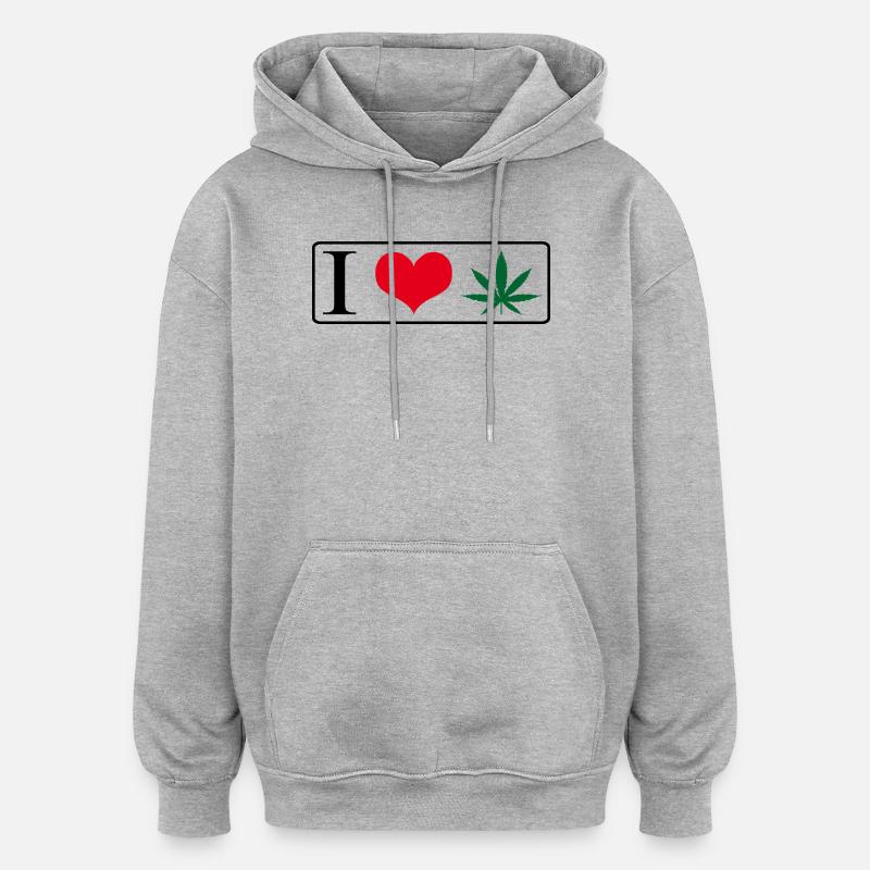 J’adore l’herbe - Sweat à capuche oversize unisexe - gris chiné