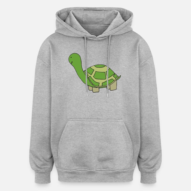 Illustration d'une tortue joueuse - Sweat à capuche oversize unisexe - gris chiné