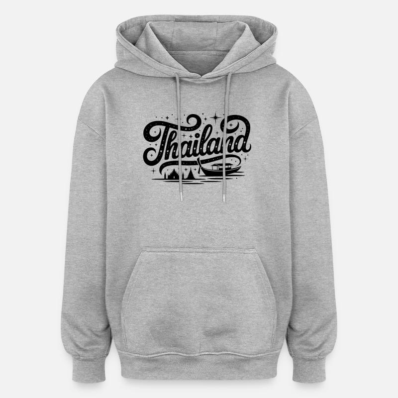 Thaïlande - Conception de souvenirs - Sweat à capuche oversize unisexe - gris chiné