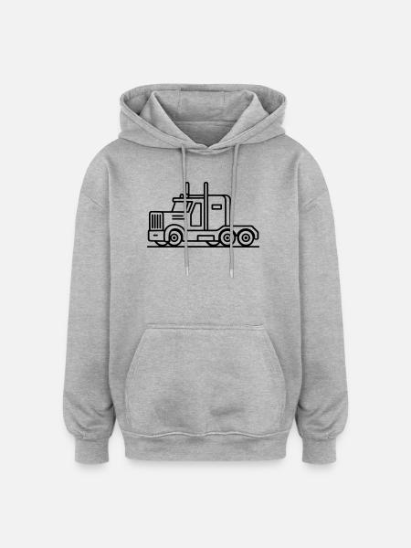 Trucker Truck Icon - Oversized Unisex Hoodie - heather grey