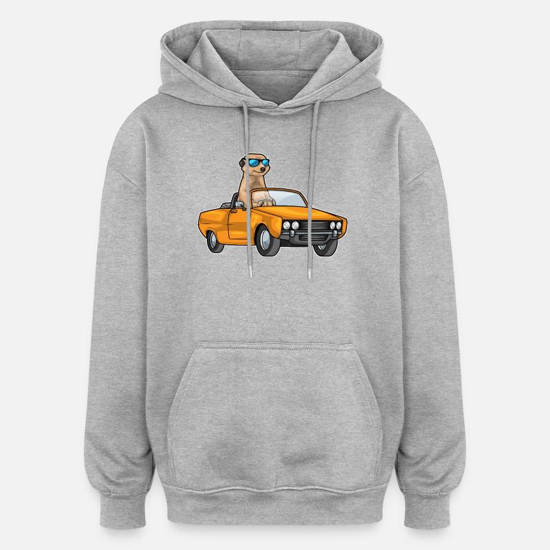 Erdmännchen Auto - Oversized Unisex Hoodie - Grau meliert