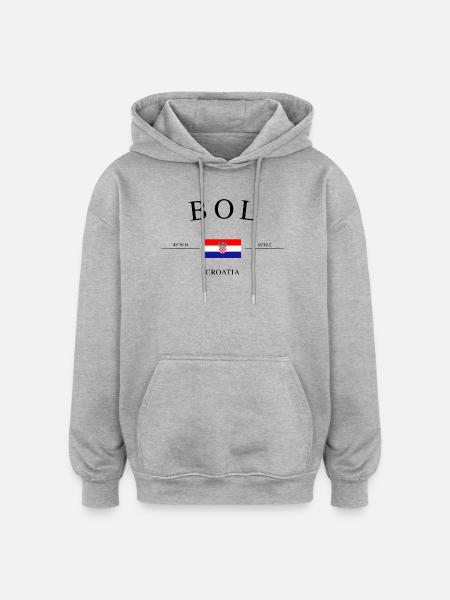 Bol Croatia – Holiday Souvenir & Gift - Oversized Unisex Hoodie - heather grey