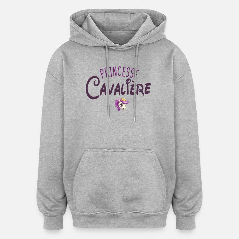 Princesse Cavalière Equitation Cheval - Sweat à capuche oversize unisexe - gris chiné