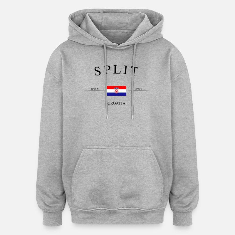 Split Kroatien – Urlaub Souvenir & Geschenk - Oversized Unisex Hoodie - Grau meliert
