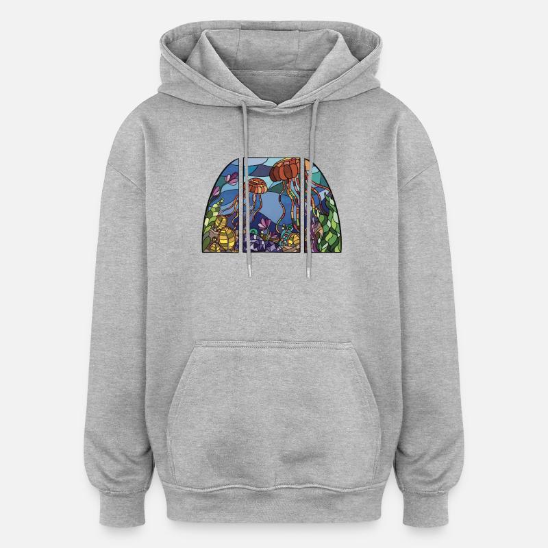 Jellyfish_Window_2 - Sweat à capuche oversize unisexe - gris chiné