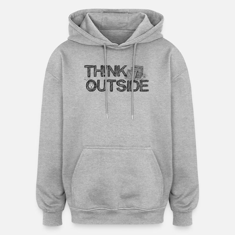 THINK_OUTSIDE - Sweat à capuche oversize unisexe - gris chiné