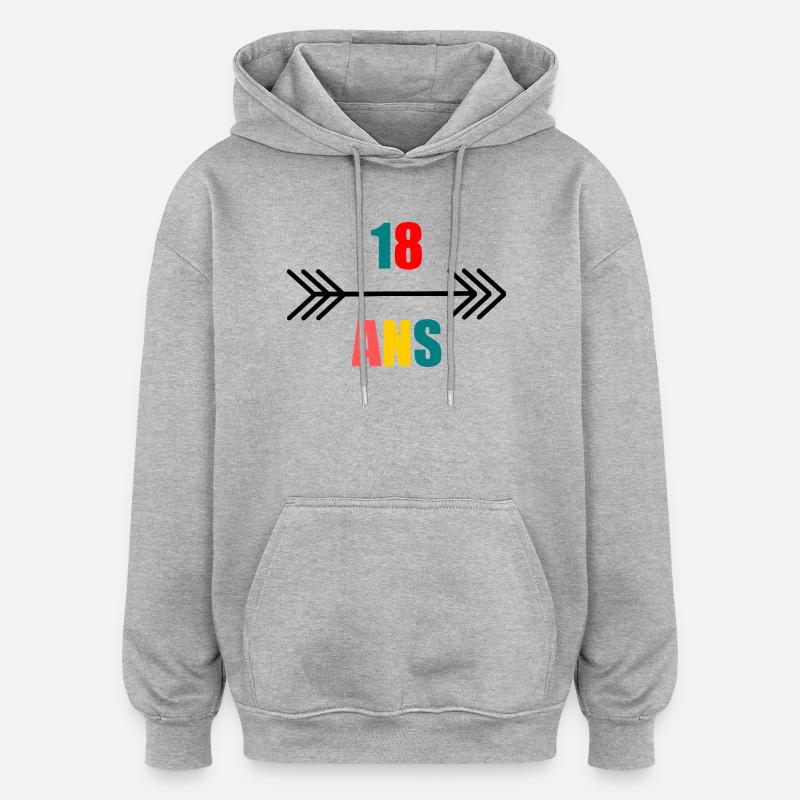 ANNIVERSAIRE. HAPPY BIRTHDAY. JOYEUX ANNIVERSAIRE. - Sweat à capuche oversize unisexe - gris chiné